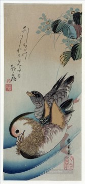  Hiroshige Lienzo - Dos patos mandarines 1838 Utagawa Hiroshige Ukiyoe